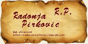 Radonja Pirković vizit kartica